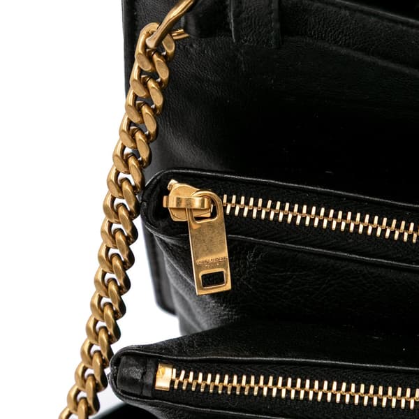 Pre-owned Saint Laurent Diamond Quilted Lambskin Angie Chain Bag Black