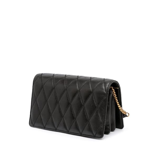 Pre-owned Saint Laurent Diamond Quilted Lambskin Angie Chain Bag Black