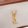 Miniatyrbild 9 av 10: Pre-owned Saint Laurent Mini Canvas Monogram Lou Camera Bag Brown