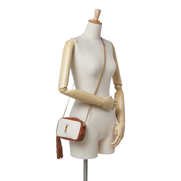 Pre-owned Saint Laurent Mini Canvas Monogram Lou Camera Bag Brown