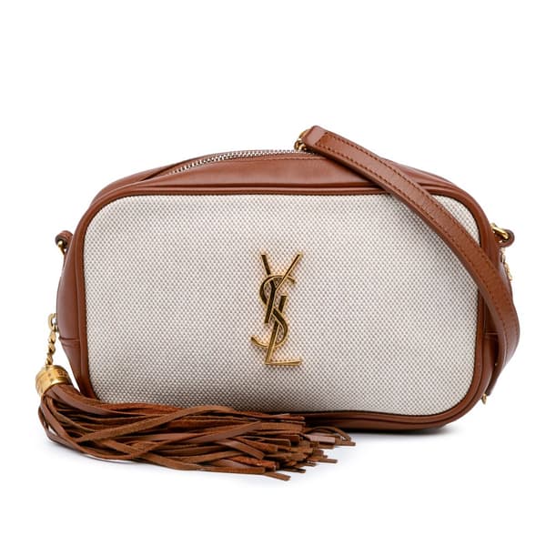 Pre-owned Saint Laurent Mini Canvas Monogram Lou Camera Bag Brown