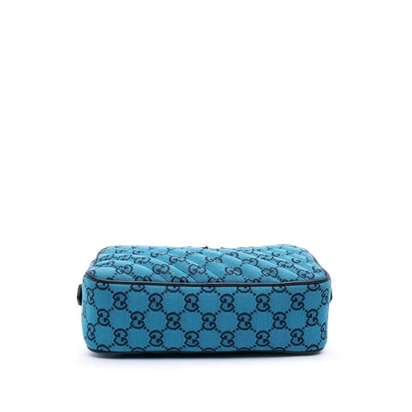 Pre-owned Gucci Small GG Marmont Matelasse Canvas Crossbody Blue