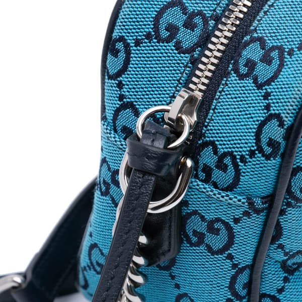 Pre-owned Gucci Small GG Marmont Matelasse Canvas Crossbody Blue
