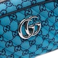Miniatyrbild 7 av 9: Pre-owned Gucci Small GG Marmont Matelasse Canvas Crossbody Blue