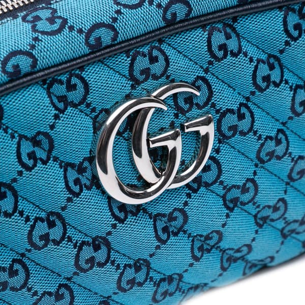 Pre-owned Gucci Small GG Marmont Matelasse Canvas Crossbody Blue