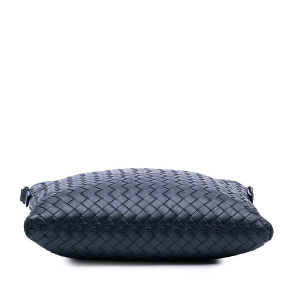 Pre-owned Bottega Veneta Leather Intrecciato Crossbody Blue
