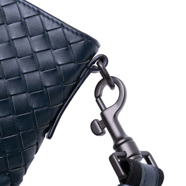 Pre-owned Bottega Veneta Leather Intrecciato Crossbody Blue