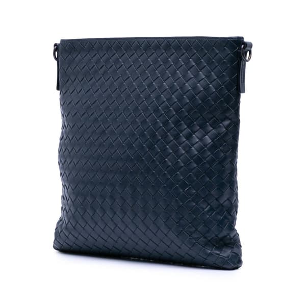 Pre-owned Bottega Veneta Leather Intrecciato Crossbody Blue