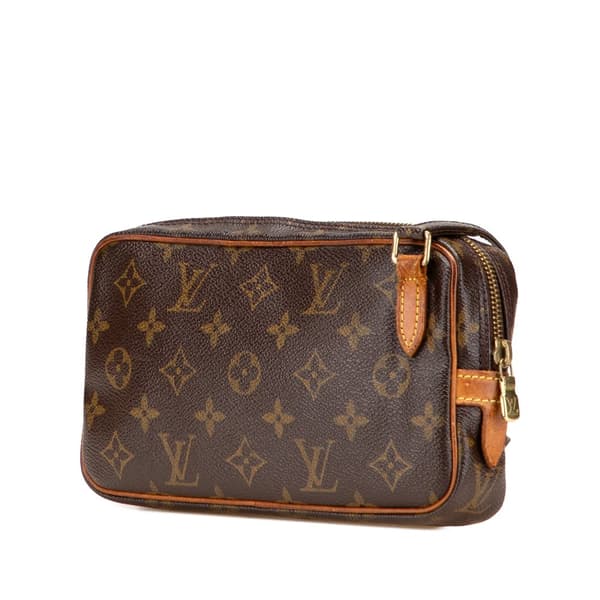 Pre-owned Louis Vuitton Monogram Pochette Marly Bandouliere Brown
