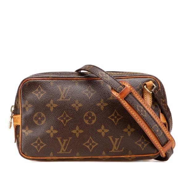 Pre-owned Louis Vuitton Monogram Pochette Marly Bandouliere Brown