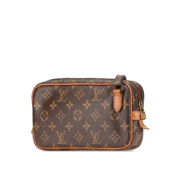 Pre-owned Louis Vuitton Monogram Pochette Marly Bandouliere Brown