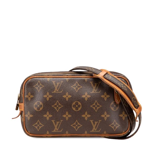 Pre-owned Louis Vuitton Monogram Pochette Marly Bandouliere Brown