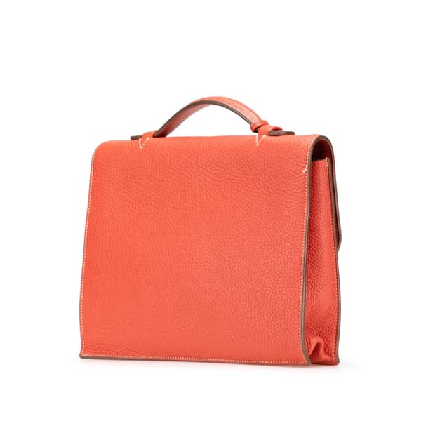 Pre-owned Hermès Clemence Sac a Depeches 27 Orange