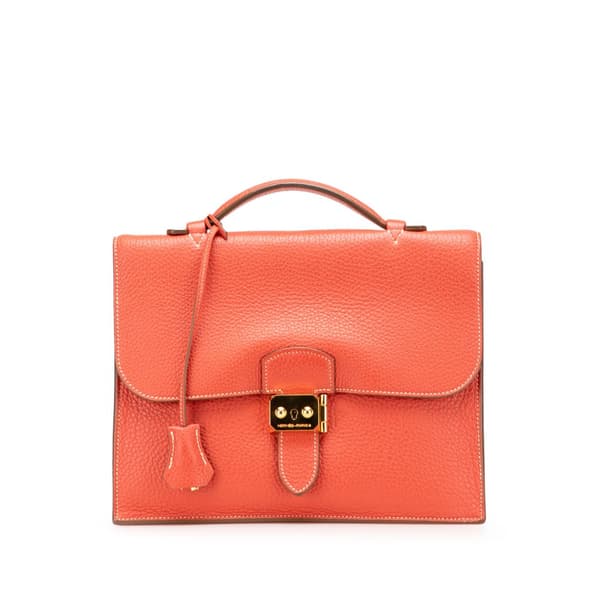 Pre-owned Hermès Clemence Sac a Depeches 27 Orange