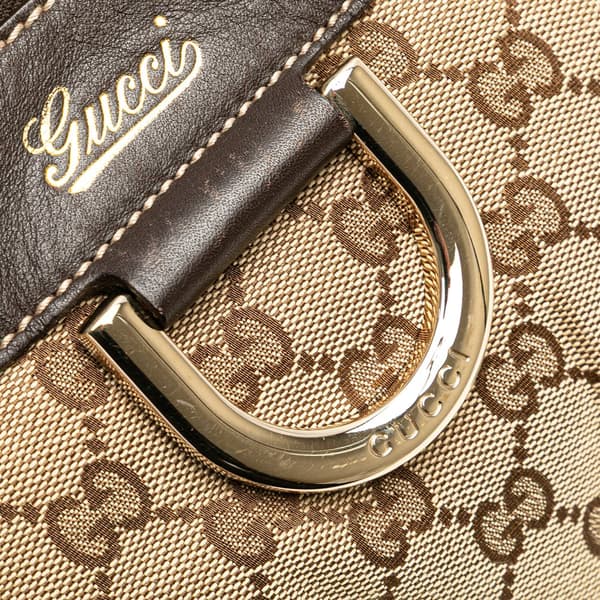 Pre-owned Gucci GG Canvas Abbey D Ring Crossbody Brown