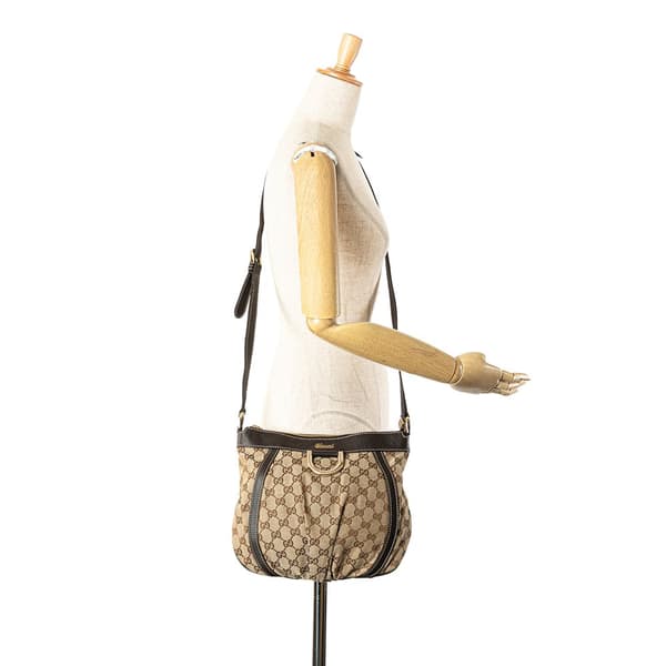 Pre-owned Gucci GG Canvas Abbey D Ring Crossbody Brown