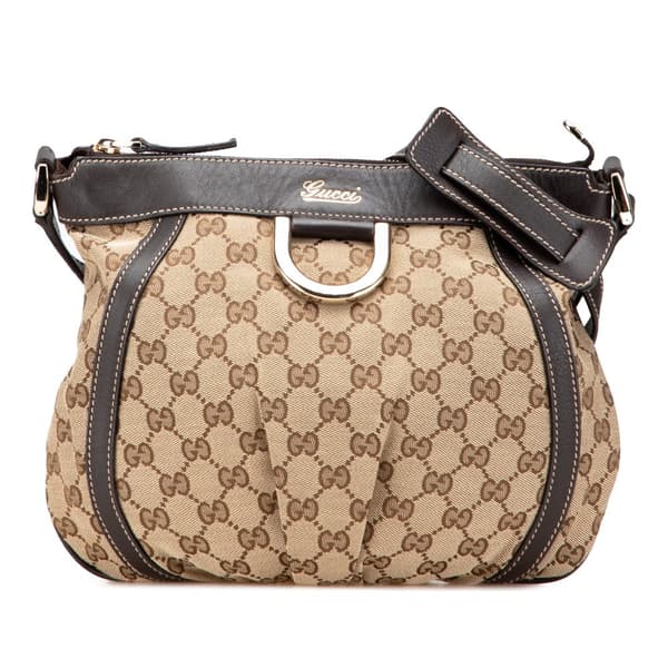 Pre-owned Gucci GG Canvas Abbey D Ring Crossbody Brown