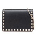 Pikkukuva 1 / 10: Pre-owned Valentino Pebbled Calfskin Rockstud Chain Wallet Black