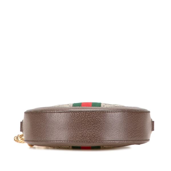 Pre-owned Gucci Mini GG Supreme Round Ophidia Crossbody Brown