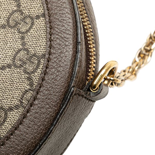 Pre-owned Gucci Mini GG Supreme Round Ophidia Crossbody Brown