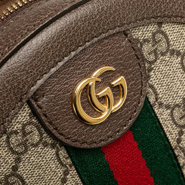 Pre-owned Gucci Mini GG Supreme Round Ophidia Crossbody Brown