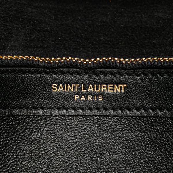 Pre-owned Saint Laurent Metallic Grain De Poudre Monogram Sulpice Chain Wallet Gold