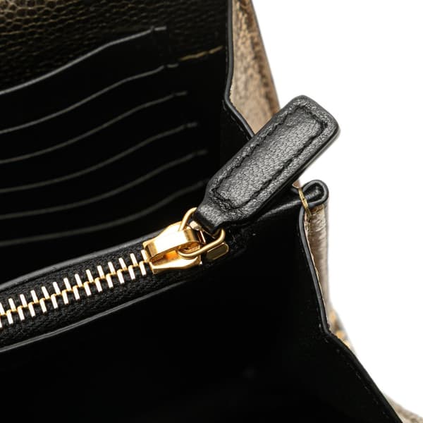 Pre-owned Saint Laurent Metallic Grain De Poudre Monogram Sulpice Chain Wallet Gold