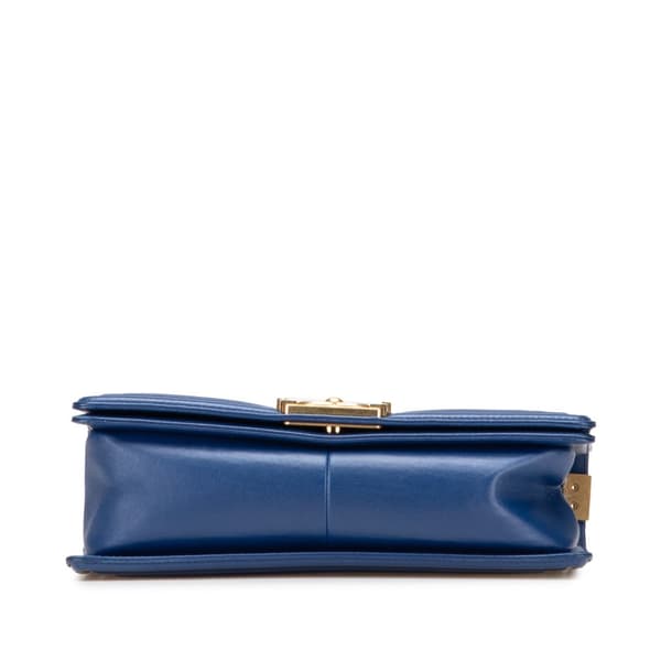 Pre-owned Chanel Old Medium Quilted Lambskin Boy Flap Blue