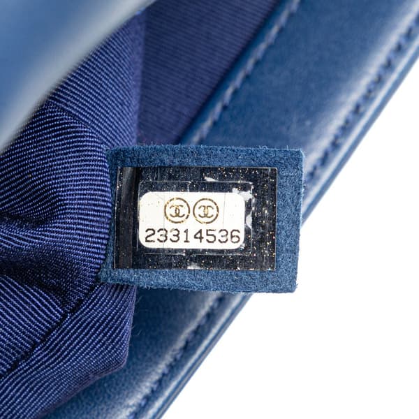 Pre-owned Chanel Old Medium Quilted Lambskin Boy Flap Blue