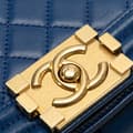 Miniatyrbild 7 av 10: Pre-owned Chanel Old Medium Quilted Lambskin Boy Flap Blue