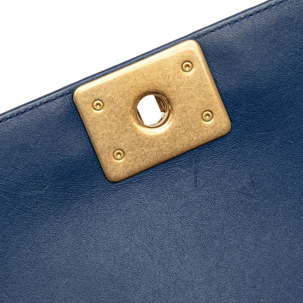 Pre-owned Chanel Old Medium Quilted Lambskin Boy Flap Blue