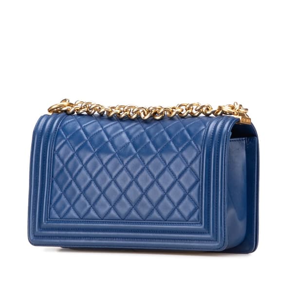 Pre-owned Chanel Old Medium Quilted Lambskin Boy Flap Blue