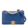 Miniatyrbild 1 av 10: Pre-owned Chanel Old Medium Quilted Lambskin Boy Flap Blue
