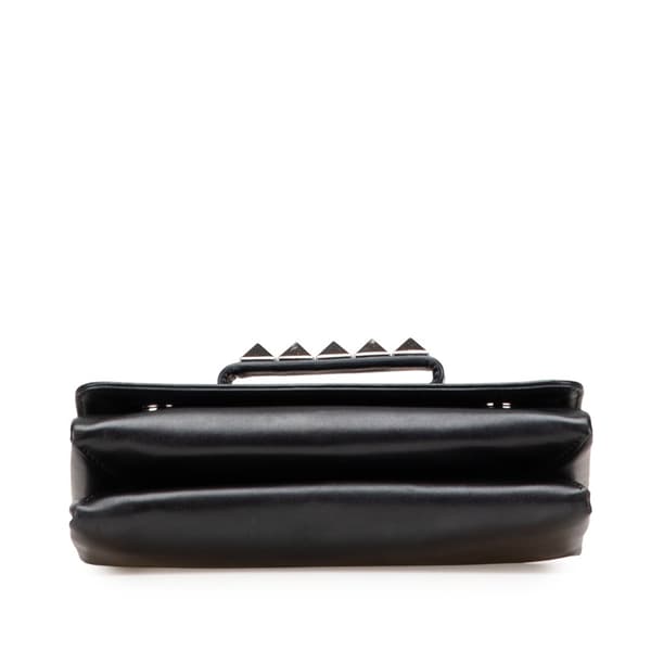 Pre-owned Valentino Nappa Rockstud Va Va Voom Clutch on Chain Black
