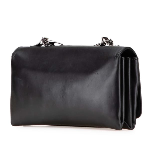 Pre-owned Valentino Nappa Rockstud Va Va Voom Clutch on Chain Black
