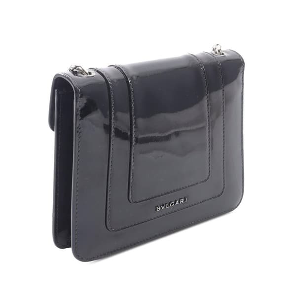 Pre-owned Bvlgari Small Patent Serpenti Forever Crossbody Black