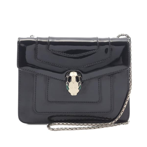 Pre-owned Bvlgari Small Patent Serpenti Forever Crossbody Black