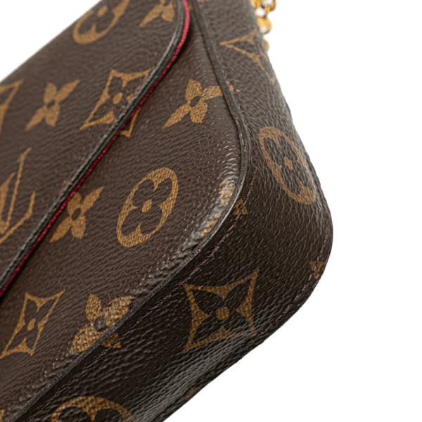 Pre-owned Louis Vuitton Monogram Pochette Felicie Brown