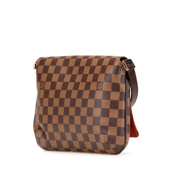 Pre-owned Louis Vuitton Damier Ebene Musette Tango Long Strap Brown