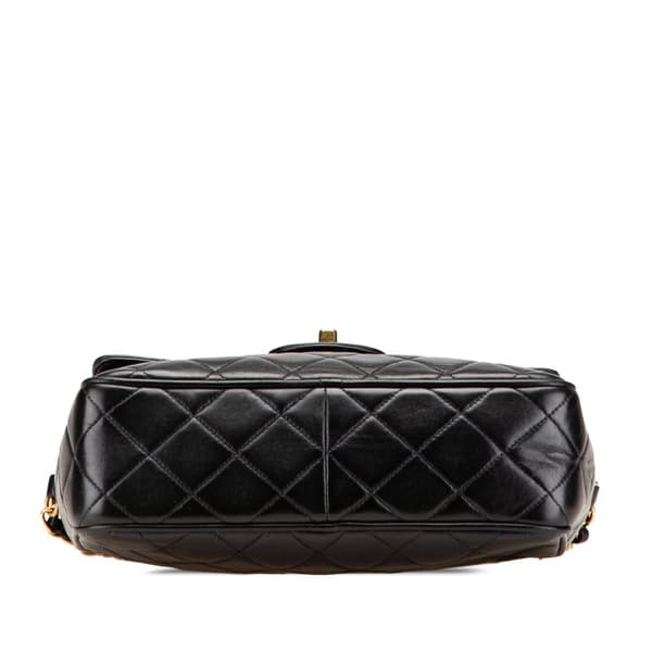 Pre-owned Chanel Small CC Quilted Lambskin Tassel Flap Camera Bag Black