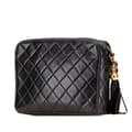 Pikkukuva 2 / 10: Pre-owned Chanel Small CC Quilted Lambskin Tassel Flap Camera Bag Black