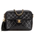 Pikkukuva 1 / 10: Pre-owned Chanel Small CC Quilted Lambskin Tassel Flap Camera Bag Black