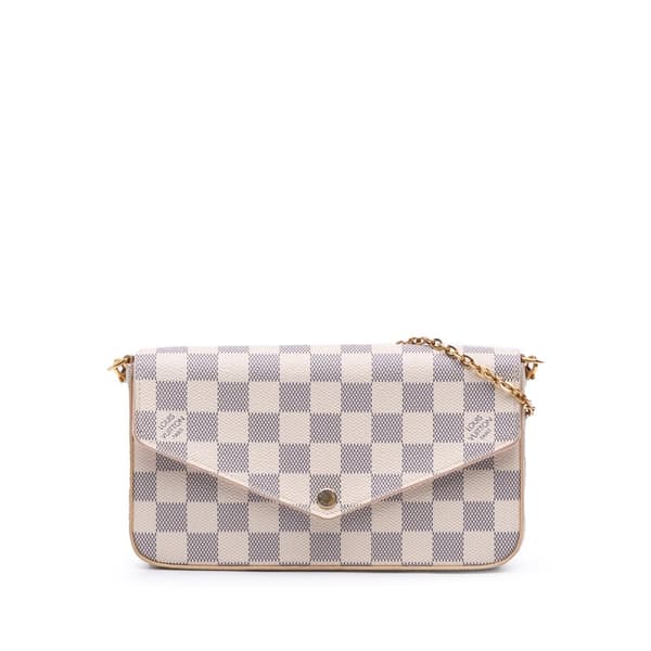 Pre-owned Louis Vuitton Damier Azur Pochette Felicie White