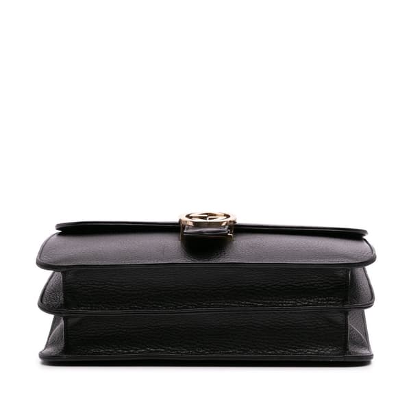 Pre-owned Gucci Medium Dollar Calfskin Interlocking G Crossbody Black