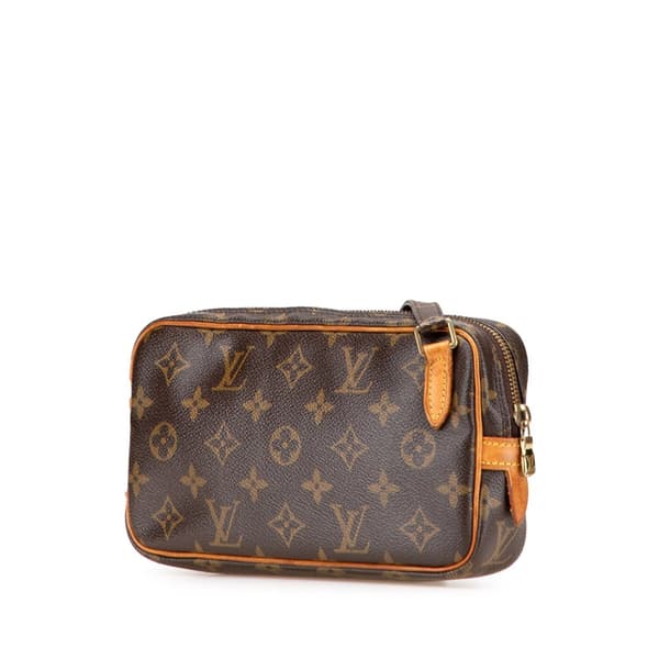 Pre-owned Louis Vuitton Monogram Pochette Marly Bandouliere Brown