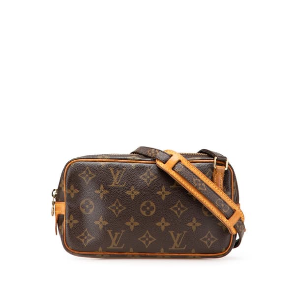 Pre-owned Louis Vuitton Monogram Pochette Marly Bandouliere Brown