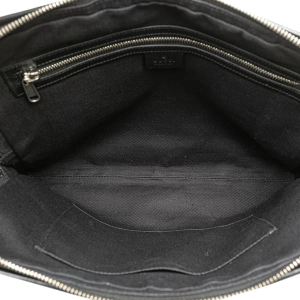 Pre-owned Gucci Soft Leather Interlocking G Portfolio Business Bag Black