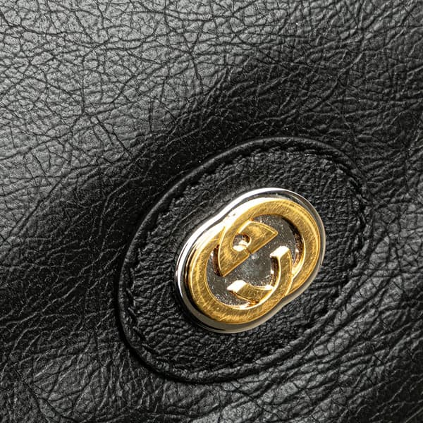 Pre-owned Gucci Soft Leather Interlocking G Portfolio Business Bag Black