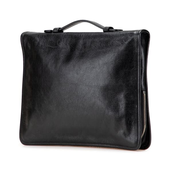 Pre-owned Gucci Soft Leather Interlocking G Portfolio Business Bag Black