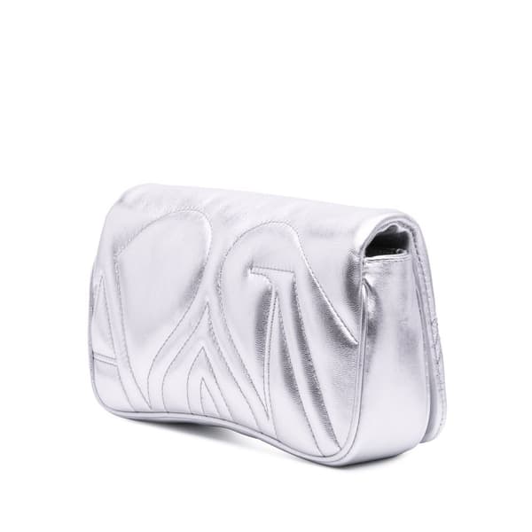 Pre-owned Alexander McQueen Mini Leather The Seal Chain Crossbody Silver
